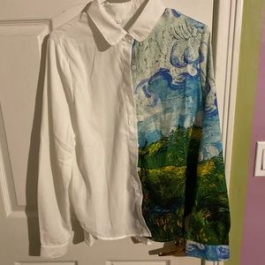 Van Gogh painting button down